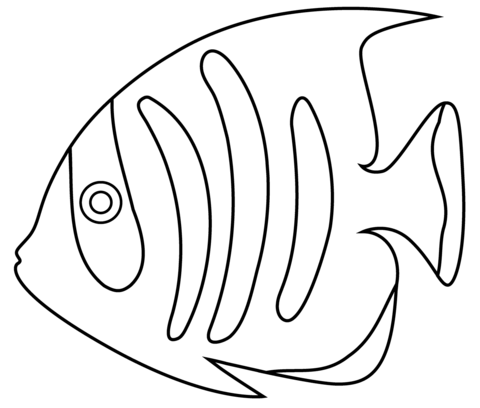 Tropical Angel Fish Emoji Coloring Page